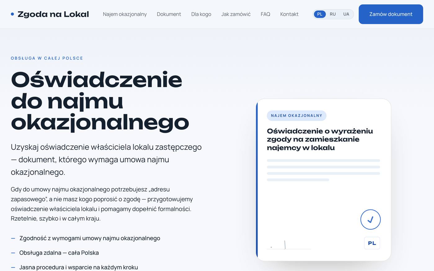 Najem Zgoda — live site screenshot